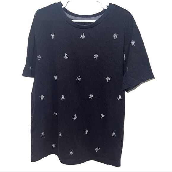 4/$25 - Old‎ Navy Black T-Shirt withWhite Astronauts - Picture 1 of 4